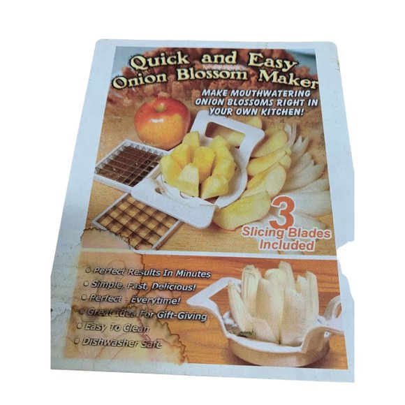 New Quick and Easy Onion Blossom Maker 2 Slicing Blades Included - Picture 2 of 2